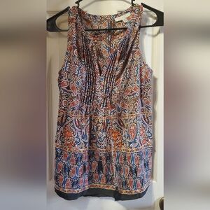 Daniel Rainn Sleeveless Paisley Blouse - Blue and Orange